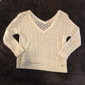 Teens large cream v neck lace sweater